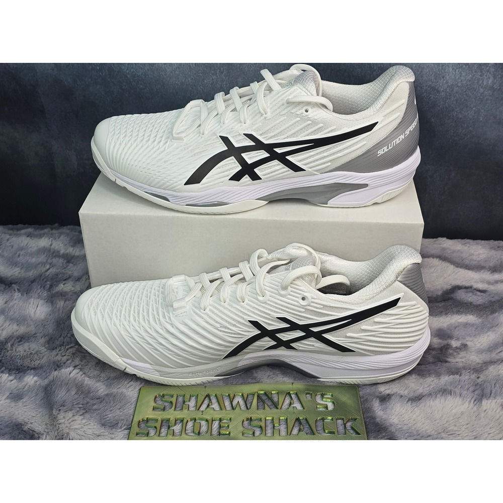 NWOT ASICS Solution Speed FF 2 Tennis Shoes White Black Men Size 10 1041A182